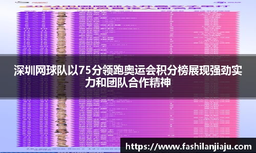 深圳网球队以75分领跑奥运会积分榜展现强劲实力和团队合作精神