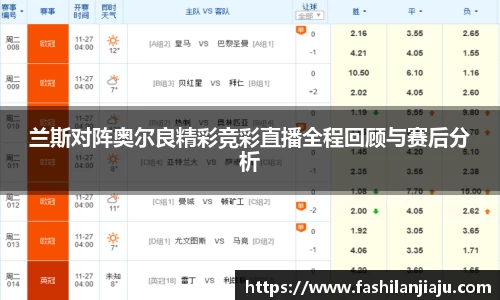 兰斯对阵奥尔良精彩竞彩直播全程回顾与赛后分析